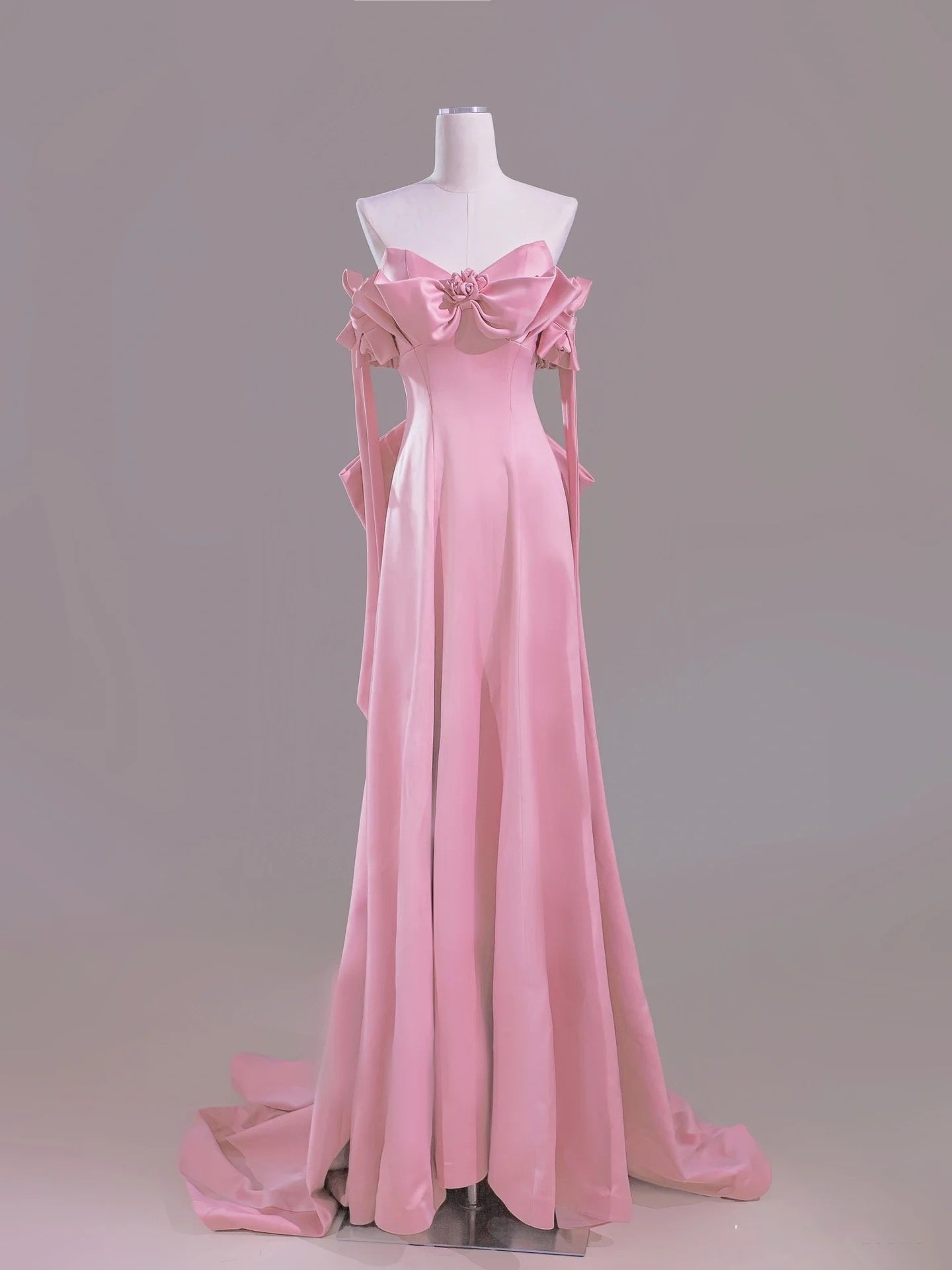 A Line Sweetheart Pink Satin Long Prom Dress Evening Dress Formal Dress SD1820