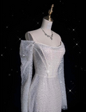 Mermaid Off The Shoulder Long Sleeves Wedding Dresses Sequin Brides Dress SD1918