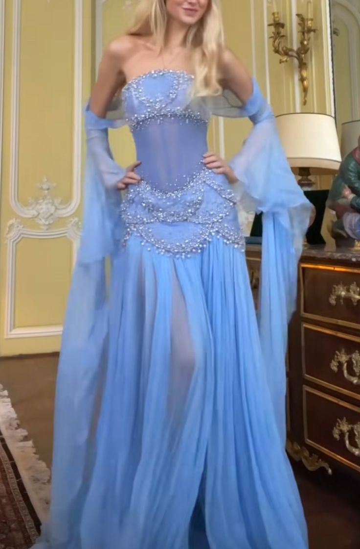 A Line Off The Shoulder Maxi Long Party Light Blue Chiffon Prom Dresses Evening Dress SD2383