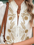 Frill Notched Short Sleeve Blouse DJPT