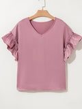 Satin Ruffle Sleeve Top DJPT