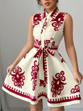 Sleeveless Tie Waist Mini Dress DJPT