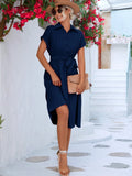 Tie Waist Short Sleeve Dress DJPT