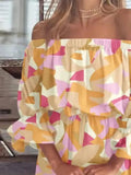 Size Floral Off-Shoulder Flounce Sleeve Mini Dress Plus Size DJPT