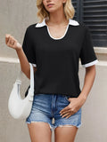 Neck Short Sleeve Top DJPT