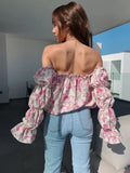 Off-Shoulder Flounce Sleeve Blouse DJPT