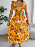 Floral Tie Shoulder Midi Dress DJPT