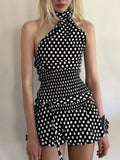 Dot One-Shoulder Top and Mini Skirt Set DJPT