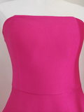 A line Strapless Hot Pink Satin Short Homecoming Dresses Birthday Outfits SD230