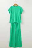 Knit Round Neck Top and Pants Casual Set DJPT