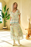 & Dani Spring Floral Border Print Ruffled Textured Top DJPT
