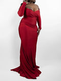 Off Shoulder Long Sleeve Slit Bodycon Solid Baby Shower Party Evening Gown Maternity Maxi Dress Maternity