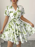 Surplice Layered Mini Dress DJPT