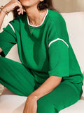 Trim T-Shirt and Drawstring Pants Set DJPT