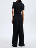 Neck Short Sleeve Top and Pants Set DJPT