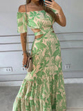 Size Cutout Off-Shoulder Printed Maxi Dress Plus Size DJPT