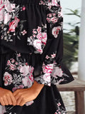Size Floral Off-Shoulder Flounce Sleeve Mini Dress Plus Size DJPT