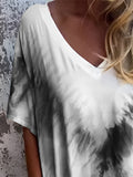 Size Pocketed Tie-Dye Short Sleeve Dress DJPT