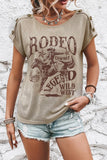 Button Graphic Round Neck Short Sleeve T-Shirt DJPT