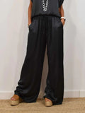 Size Satin Round Neck Top and Pants Two-Piece Set Plus Size DJPT