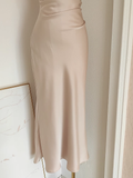 Sheath Boat Sleeveless Champagne Satin Party Dress Holiday Dresses SD349