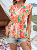 Ruffle Cap Sleeve Blouse DJPT