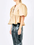 Sleeve Peplum Blouse DJPT