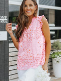 Ruffle Tie Neck Sleeveless Blouse DJPT