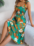 Floral Tie Shoulder Midi Dress DJPT