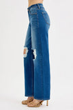 Full Size Mid Waist Fit Boyfriend Knee Distressed Jeans Plus Size DJPT