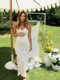 Spaghetti Strap Backless 3D Flowers Maternity Maxi Dress Maternity