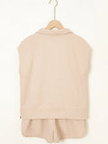 Half Zip Kangaroo Pocket Top and Drawstring Shorts Set DJPT