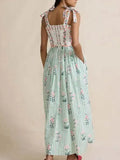 Striped Maxi Cami Dress with Tie Straps DJPT