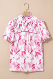 Frilled Collar Short Sleeve Blouse Top DJPT