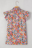 Print Flutter Sleeve Blouse Top DJPT