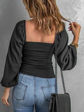 Square Neck Balloon Sleeve Blouse DJPT