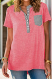 Size Half Button Short Sleeve T-Shirt DJPT