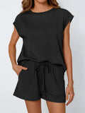 Neck Cap Sleeve Top and Shorts Set DJPT