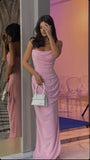 Sweetheart Sleeveless Mermaid Satin Long Evening Prom Dresses SD1587 HZ0628