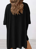 Size Oversized Slit Round Neck Top and Shorts Lounge Set Plus Size DJPT