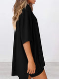 Size Oversized Slit Round Neck Top and Shorts Lounge Set Plus Size DJPT