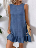 Hem Round Neck Sleeveless Dress DJPT