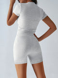 Neck Short Sleeve Top and Shorts Set DJPT