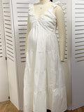 Solid Color Ruffle Backless High Waist V-Neck Vacation Gown Photoshoot Maternity Maxi Dress Maternity