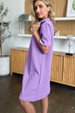Take Full Size Texture Collared Neck Short Sleeve Dress DJPT