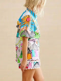 Button Up Puff Sleeve Shirt and Shorts Set DJPT
