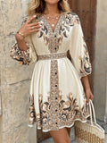 V-Neck Balloon Sleeve Mini Dress DJPT