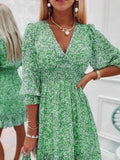 Size Ruffled Hem Floral Dress Plus Size DJPT