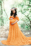 Women's Lace Pregnant Women Tail Short-Sleeved Dress Photography Flying Sleeve Dress 8919 (Special Price) Maternity