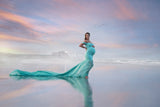 Women's Silk Cotton With Chiffon Pregnant Women Floating Tail Fluttering Sleeves Photography Dress 1869 Maternity